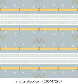 Seamless abstract geometric pattern with mechanic shapes. Steampunk vector print