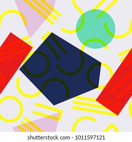 Seamless abstract geometric pattern in memphis style