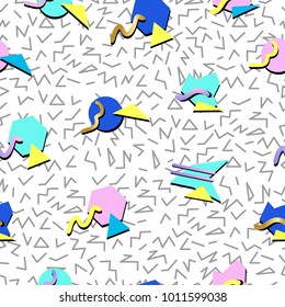 Seamless abstract geometric pattern in memphis style