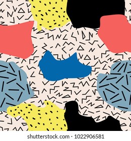 Seamless abstract geometric pattern in memphis style