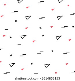 Seamless Abstract Geometric Pattern with Minimal Lines, Triangles, and Doodle Elements