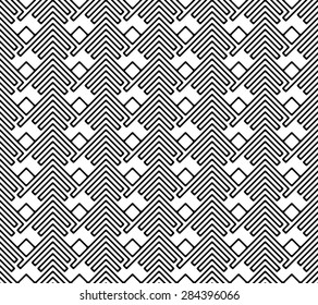 Seamless abstract geometric pattern. Modern stylish monochrome line ornaments. Endless texture can be used for wallpaper, pattern fills, web page background,surface textures. Black and white.