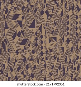 Seamless abstract geometric pattern. Monochrome chevron rug background. Ethnic African folk ornament. Rhombuses, triangles, concentric zig zag lines. Simple hand drawn geometric shapes.