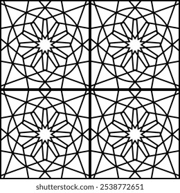 A seamless, abstract, geometric pattern in monochrome on a transparent background.