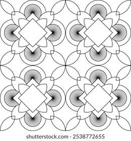 A seamless, abstract, geometric pattern in monochrome on a transparent background.