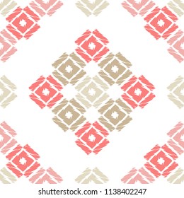 Seamless abstract geometric pattern. Mosaic texture. Brushwork. Hand hatching. Textile rapport.