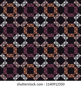 Seamless abstract geometric pattern. Mosaic texture. Cross-stitch. Textile rapport.