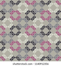 Seamless abstract geometric pattern. Mosaic texture. Cross-stitch. Textile rapport.