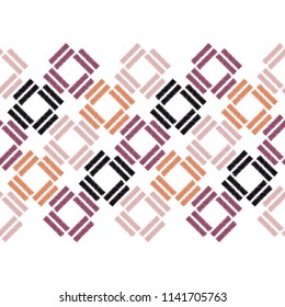 Seamless abstract geometric pattern. Mosaic texture. Brushwork. Hand hatching. Scribble texture. Textile rapport.