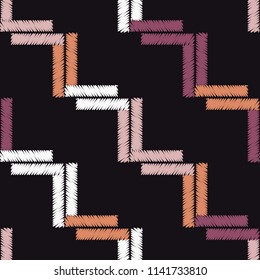 Seamless abstract geometric pattern. Mosaic texture. Brushwork. Hand hatching. Scribble texture. Textile rapport.