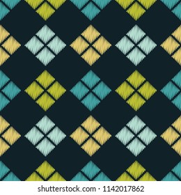 Seamless abstract geometric pattern. Mosaic texture. Brushwork. Hand hatching. Scribble texture. Textile rapport.