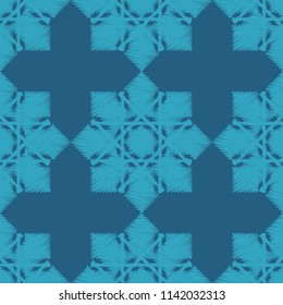 Seamless abstract geometric pattern. Mosaic texture. Brushwork. Hand hatching. Scribble texture. Textile rapport.