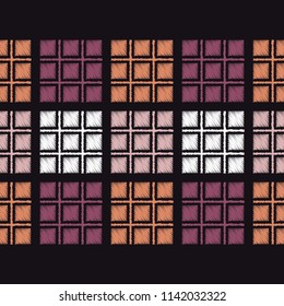 Seamless abstract geometric pattern. Mosaic texture. Brushwork. Hand hatching. Scribble texture. Textile rapport.
