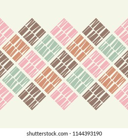 Seamless abstract geometric pattern. Mosaic texture. Brushwork. Hand hatching. Scribble texture. Textile rapport.