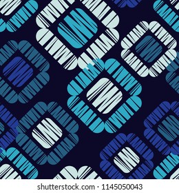 Seamless abstract geometric pattern. Mosaic texture. Brushwork. Hand hatching. Scribble texture. Textile rapport.