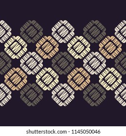 Seamless abstract geometric pattern. Mosaic texture. Brushwork. Hand hatching. Scribble texture. Textile rapport.
