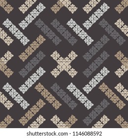 Seamless abstract geometric pattern. Mosaic texture. Brushwork. Hand hatching. Scribble texture. Textile rapport.