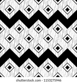Seamless abstract geometric pattern. Mosaic texture. Brushwork. Hand hatching. Scribble texture. Textile rapport.