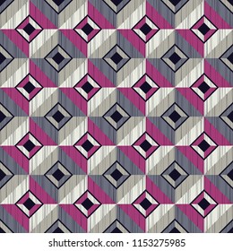 Seamless abstract geometric pattern. Mosaic texture. Brushwork. Hand hatching. Scribble texture. Textile rapport.