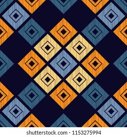 Seamless abstract geometric pattern. Mosaic texture. Brushwork. Hand hatching. Scribble texture. Textile rapport.