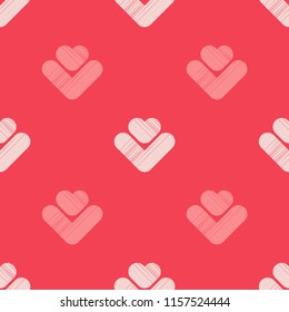 Seamless abstract geometric pattern. Mosaic texture. Hearts. Brushwork. Hand hatching. Scribble texture. Textile rapport.