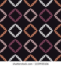 Seamless abstract geometric pattern. Mosaic texture. Chain texture. Brushwork. Hand hatching. Scribble texture. Textile rapport.