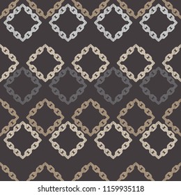 Seamless abstract geometric pattern. Mosaic texture. Chain texture. Brushwork. Hand hatching. Scribble texture. Textile rapport.