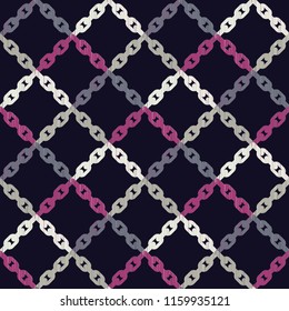 Seamless abstract geometric pattern. Mosaic texture. Chain texture. Brushwork. Hand hatching. Scribble texture. Textile rapport.