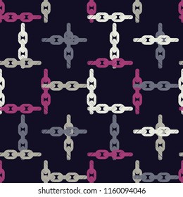 Seamless abstract geometric pattern. Mosaic texture. Chain texture. Brushwork. Hand hatching. Scribble texture. Textile rapport.