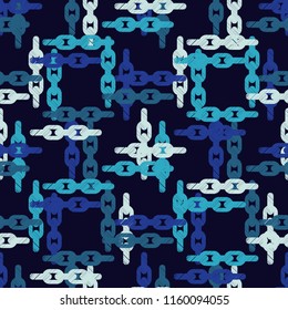 Seamless abstract geometric pattern. Mosaic texture. Chain texture. Brushwork. Hand hatching. Scribble texture. Textile rapport.