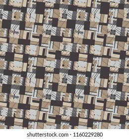 Seamless abstract geometric pattern. Mosaic texture. Brushwork. Hand hatching. Scribble texture. Textile rapport.
