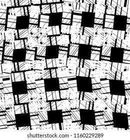 Seamless abstract geometric pattern. Mosaic texture. Brushwork. Hand hatching. Scribble texture. Textile rapport.