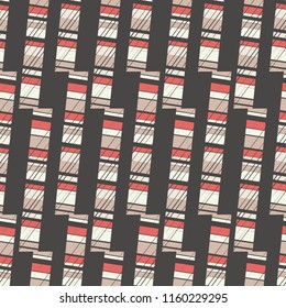 Seamless abstract geometric pattern. Mosaic texture. Brushwork. Hand hatching. Scribble texture. Textile rapport.