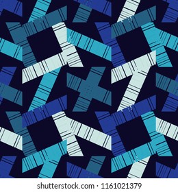 Seamless abstract geometric pattern. Mosaic texture. Brushwork. Hand hatching. Scribble texture. Textile rapport.