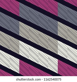 Nahtlose abstrakte geometrische Muster. Mosaikstruktur. Bürsten. Handschraffen. Schriftzüge. Textilrapport.
