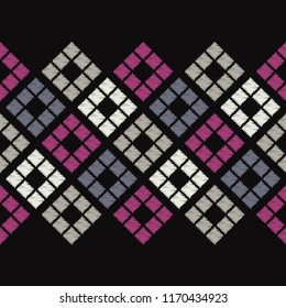 Seamless abstract geometric pattern. Mosaic texture. Brushwork. Hand hatching. Scribble texture. Textile rapport.