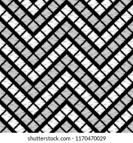 Seamless abstract geometric pattern. Mosaic texture. Brushwork. Hand hatching. Scribble texture. Textile rapport.