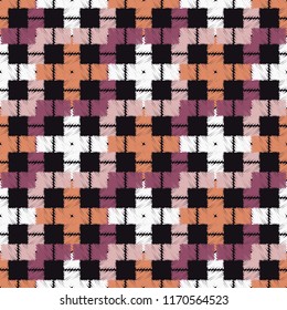 Seamless abstract geometric pattern. Mosaic texture. Brushwork. Hand hatching. Scribble texture. Textile rapport.