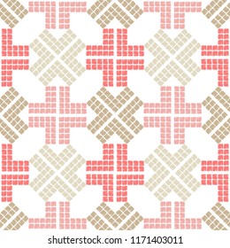 Seamless abstract geometric pattern. Mosaic texture. Brushwork. Hand hatching. Scribble texture. Textile rapport.