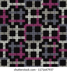 Seamless abstract geometric pattern. Mosaic texture. Brushwork. Hand hatching. Scribble texture. Textile rapport.