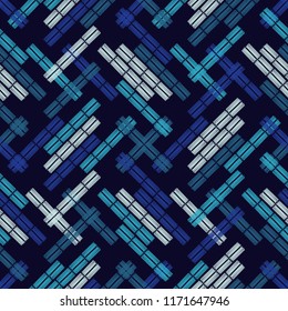Seamless abstract geometric pattern. Mosaic texture. Brushwork. Hand hatching. Scribble texture. Textile rapport.