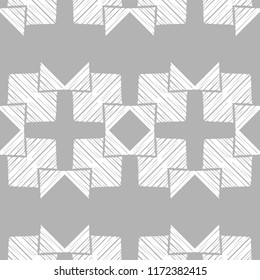 Seamless abstract geometric pattern. Mosaic texture. Brushwork. Hand hatching. Scribble texture. Textile rapport.