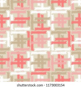 Seamless abstract geometric pattern. Mosaic texture. Brushwork. Hand hatching. Scribble texture. Textile rapport.