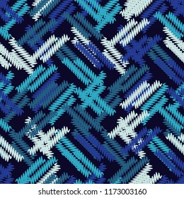 Seamless abstract geometric pattern. Mosaic texture. Brushwork. Hand hatching. Scribble texture. Textile rapport.