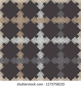 Seamless abstract geometric pattern. Mosaic texture. Brushwork. Hand hatching. Scribble texture. Textile rapport.