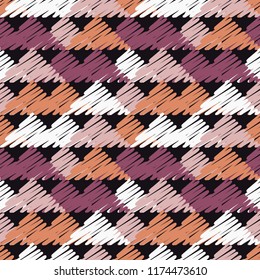 Seamless abstract geometric pattern. Mosaic texture. Brushwork. Hand hatching. Scribble texture. Textile rapport.
