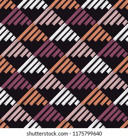 Seamless abstract geometric pattern. Mosaic texture. Brushwork. Hand hatching. Scribble texture. Textile rapport.