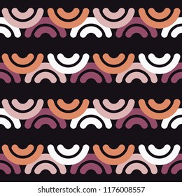 Seamless abstract geometric pattern. Mosaic texture. Semicircle. Wave. Textile rapport.