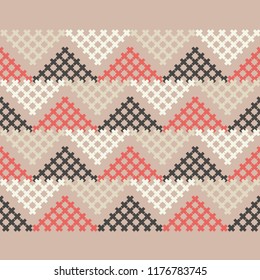 Seamless abstract geometric pattern. Mosaic texture. Texture with crosses. Textile rapport.