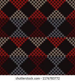 Seamless abstract geometric pattern. Mosaic texture. Texture with crosses. Textile rapport.